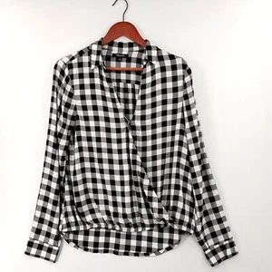 Madewell Camicia Donna Media Nero-Bianco Bufalo Check Avvolgente Frontale Popover Cabin - Foto 1 di 9