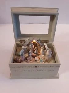 Caja de música belén iluminada fundamentos raros de Enesco "What Child Is This" - Imagen 1 de 19
