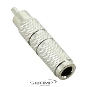 Audio Adapter - 1/4" female Mono TS to RCA male - Silver Metal Unbalanced - Picture 1 of 2