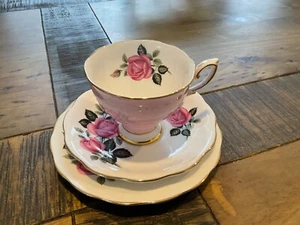 Vintage Trio, cup, saucer, plate Royal Standard, Harlequin pink roses & cup 2441 - Picture 1 of 7
