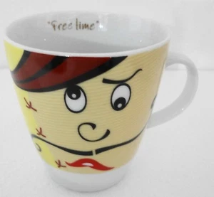 Taza de café té cacao arte pop moderno Sarica Free Time 10 oz bigote hombre dibujos animados - Imagen 1 de 4