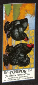 V12 Cowan's Chicken Cards, 1924, With Coupon, #16 Black Cochins - Picture 1 of 2