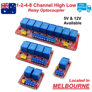 5V / 12V 1, 2, 4, 8 Channel Relay High Low Level Optocoupler Module for Arduino - Picture 1 of 7