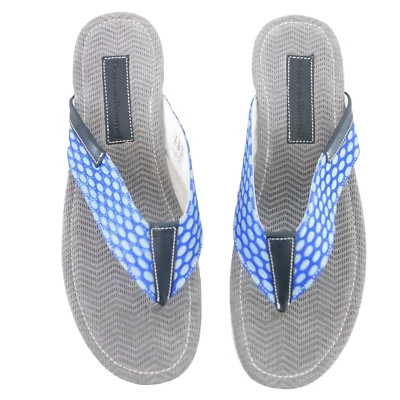 Herren Sandalen FLORIS VAN BOMMEL Schuhe Zehentrenner Leder Blau Slipper 45 Neu