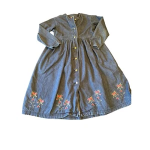 Laura Ashley Mother and Child Denim Long Sleeve Dress Girls Size Large - Picture 1 of 6