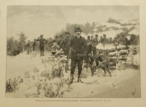 Auf Hasenjagd  Franz Ferdinand von Oesterreich-Este  original Holzstich 1892 - Bild 1 von 2