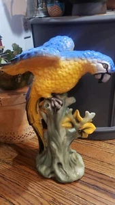 Vintage RARE 19" Blue Yellow Macaw Porcelain Handpainted Sculpture Italy - Picture 1 of 12