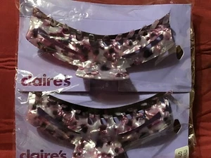 2 Claire's large marble purple print hair clip claws 17928-3 new with tags - Picture 1 of 8