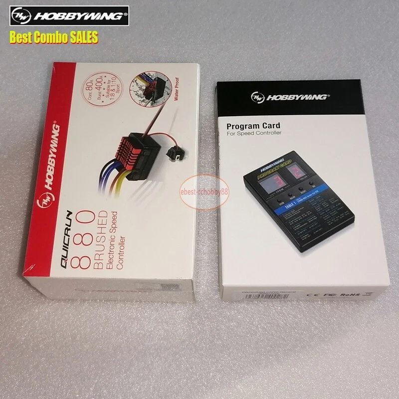Combo Hobbywing QUICRUN WP 880 doppia scheda di programma ESC spazzolata per auto RC 1:8 1:10 - Immagine 1 di 4