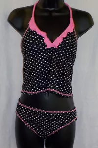 Traje de baño Malibu Dream Girl 2 piezas talla 16 nuevo con etiquetas negro multi poliéster blen volantes - Imagen 1 de 12