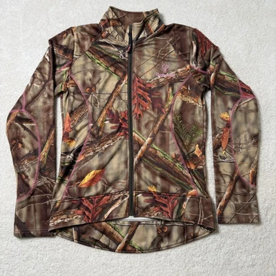 Chaqueta polar Huntworth para mujer cremallera completa M marrón camuflaje caza exterior manga larga Foto 1 de 4