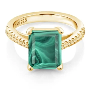 3.16 Cttw Green Prasiolite and White Created Sapphire 18K Yellow Gold Plated - Picture 1 of 67