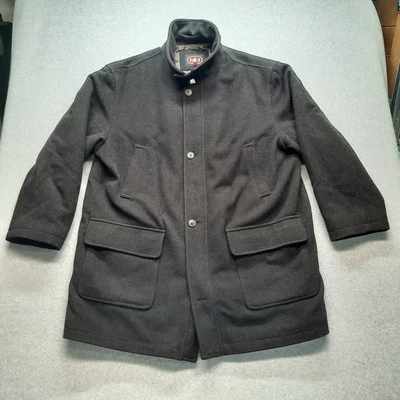 Пальто мужчин XL шерстяная смесь темно-коричневый изолированный молнии и кнопки Newport Harbor винтажный  - Изображение 1 из 4