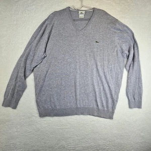 Maglione Lacoste uomo scollo V leggero taglia 7 XXL cotone alligatore preppy HOLE - Foto 1 di 13