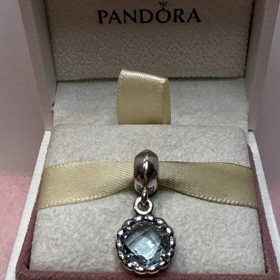 256B NWOT AUTH PANDORA SS/BLUE TOPAZ COOL BREEZE DANGLE #791021BTP RARE/RETIRED! - Image 1 of 4