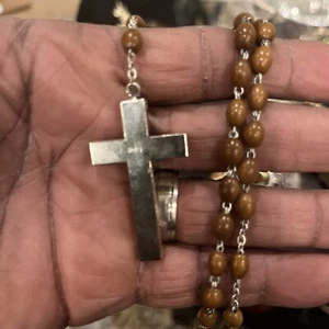 Saint St Benedict Wood Beaded 27” Rosaries “ Catholic Holiday Rosary SALE” - Picture 1 of 7