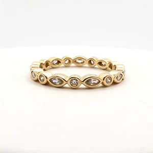 Pandora Alluring Brilliant Marquise Band Ring Solid 14k Gold Stackable Retired - Picture 1 of 8