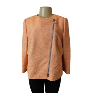 Akris Punto Women's Orange Modern Knitted Fabric Jacket Sz 14- NWT - Picture 1 of 8