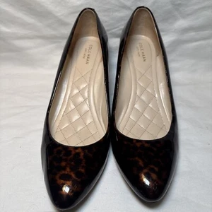 Cole Haan Tali Luxe Tortoise Patent Leather Wedge Heels 9.5B C16-BT W06069 EUC - Picture 1 of 13