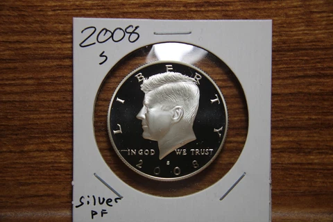 2008 S Silver Proof Kennedy Half Dollar Cover