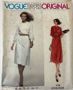 1719 Vogue GIVENCHY Paris Original Dress Semi-Fitted Lined Pattern Size 14 - Picture 1 of 3