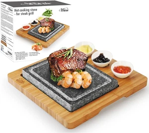 Artestia Cooking Stones for Steak, Indoor Grill Sizzling Hot Stone Set, Steak St - Picture 1 of 7