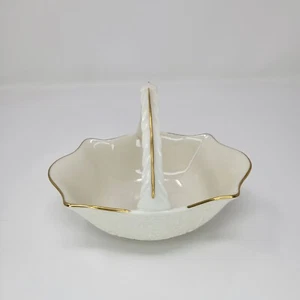 Cesta vintage Lenox Sans Souci floral en relieve decorada a mano oro 24k - Imagen 1 de 5