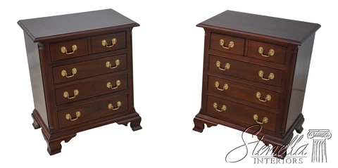 60110EC: Pair STICKLEY 4 Drawer Mahogany Chest Nightstands Cover