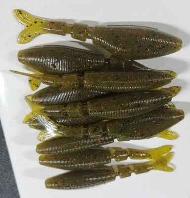 TEXJET CHATTERBAIT, BLADED JIG,SWIM TRAILER- 4' Green Pump/ORANGE FLK 10 PAC GARLC+SALT