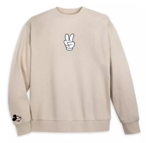 Disney Parks Mickey Mouse Peace Sign Pullover Sweatshirt for Adults NWT (XL) - Picture 1 of 4
