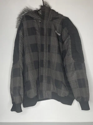 Abrigo Chaqueta de Invierno Avirex Vintage Acolchado Talla XXL 2XL Negro Capucha de Piel a Cuadros Foto 1 de 4