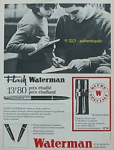 PUBLICITE WATERMAN LE FLASH PANTABILLE PLUME STYLO DE 1965 FRENCH AD PUB VINTAGE - Imagen 1 de 1