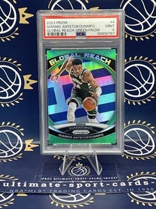 2023-24 Panini Prizm Giannis Antetokounmpo Global Reach Green Prizm #4 PSA 9 - Picture 1 of 2