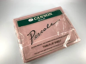 Vintage Cannon MONTICELLO Pink Mauve Percale Cotton Poly Twin Flat Sheet NIP - Picture 1 of 4
