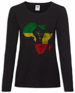 African Fist Damen Langarm T-Shirt Rasta Irie Ska Reggae Africa Rastafari - Picture 1 of 1