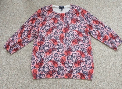 Suéter Lands' End Pima algodão paisley manga 3/4 leve XLarge alto 18 - Imagem 1 de 4