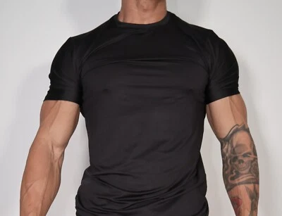 BLACK NEW ATHLETIC POLYESTER SHIRT SIZE MEDIUM - Image 1 of 3