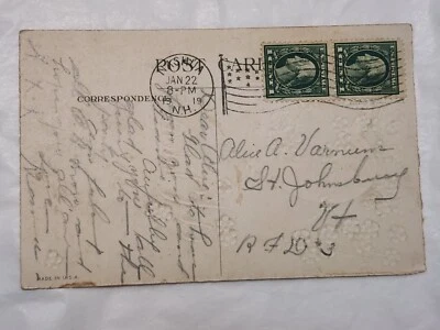 U. S. 1 Cent U S Stamp Valentine Day Card 1919 Over 100 Years George Washington  - Image 1 of 4