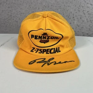 Vintage 90s Indy Car Pennzoil Rick Mears Top Gun Snapback Hat Yellow Mens - Picture 1 of 8