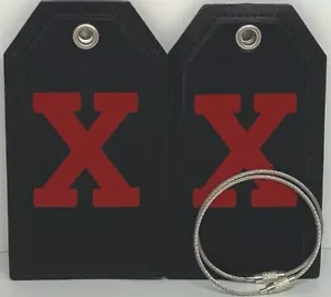 Casmonal Leather Initial "X" Luggage Tags Travel Bag 2 Pack - Picture 1 of 3