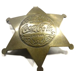 Antike Coca Cola Verkäufer Lizenz Messing Stern Abzeichen Standard Verschluss Pin 3x3 Zoll - Bild 1 von 3