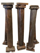 Antique Teak Columns Pair Pilasters Wooden Architectural Pillar Columns 