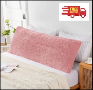 Shaggy Fluffy Body Pillow Cover with Zipper,21x54 Plush 21"x54" Apricot Pink - Picture 1 of 4