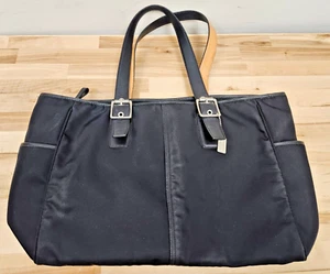 Coach Nylon Multipurpose Black Shoulder Tote Bag Leather Straps #D052-5173 - Picture 1 of 20