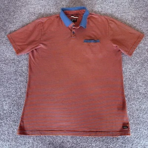 RVCA Mens Large Polo Shirt Striped Slim Fit Short Sleeve Top Casual Surf Skate - Picture 1 of 7