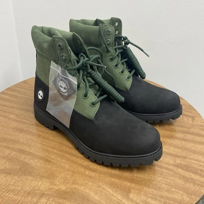 Timberland Men's 6 inch Premium Waterproof Boot Black/Green Nubuck US 11 New - Image 1 of 4