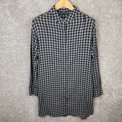 Vestido Theory Panel Frontal Negro Gris Manga Larga Cuadros Guinga Mujer’s Grande Foto 1 de 4