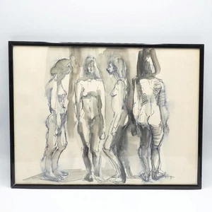 Mid Century Modern Abstract Life Study Figur Akt Naomi Yergin Gerahmt - Bild 1 von 5