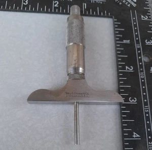 Vintage L.S. Starrett Co.No 440-A Depth Micrometer, 0-1'',.001'',2-1/2'' Base - Picture 1 of 14