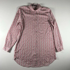 Blusa Camisa ZARA Rosa Satinado Estampado Cadena Abotonada XS Gran Tamaño Para Mujer’s - Imagen 1 de 7
